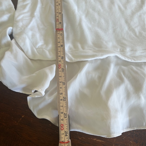 REBECCA TAYLOR Layered Look Exposed Seam Silk Ruffle Hem Long Sleeve Tee Top L - Picture 7 of 9